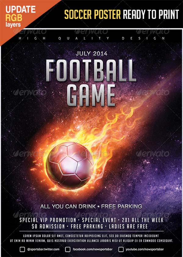 Soccer Poster Flames Template