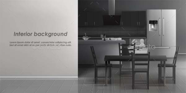 Vector Mockup of Kitchen Room Interior