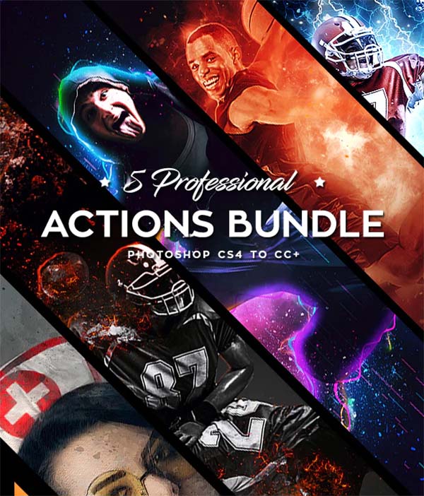 Five Photoshop, ATN, ABN Actions Bundle