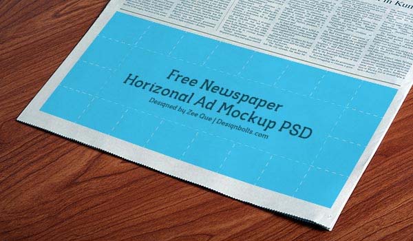 Free Horizontal Newspaper AD PSD Mockup
