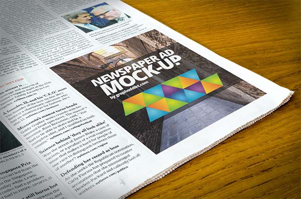 Free PSD Newspaper Advert Mock-up