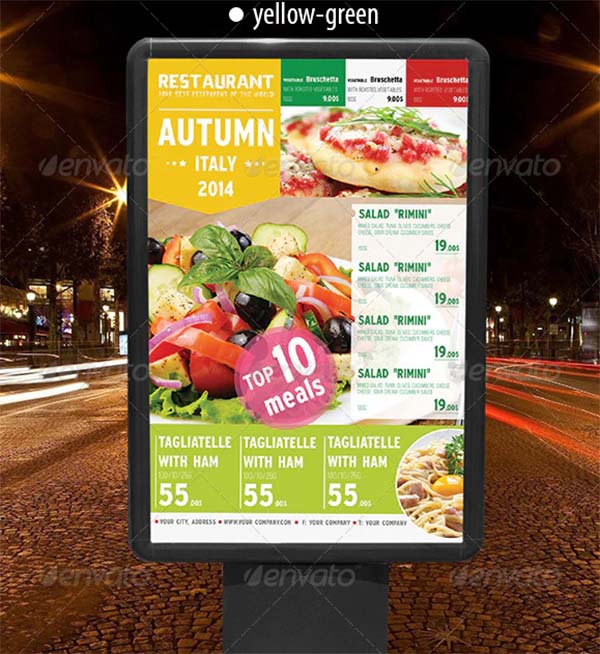 Italian Autumn Menu Poster Template