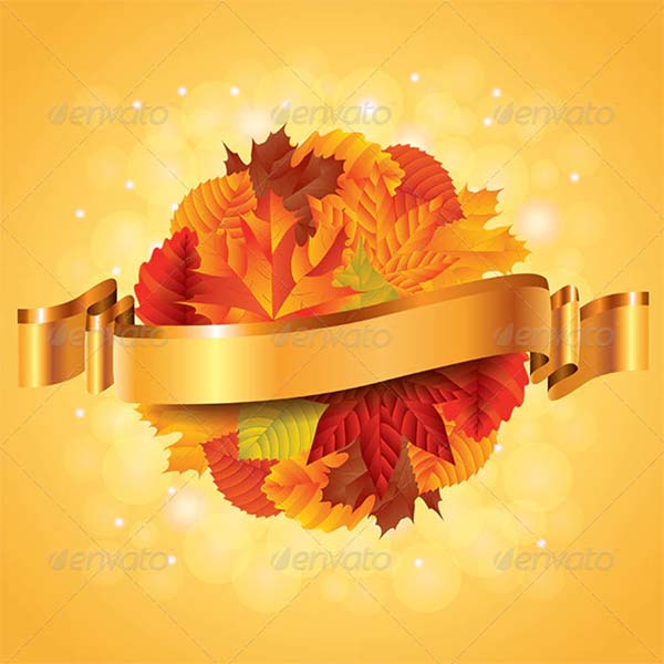 Leaves Sphere and Ribbon Autumn Poster