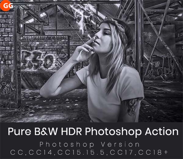 Pure B&W HDR Photoshop Action