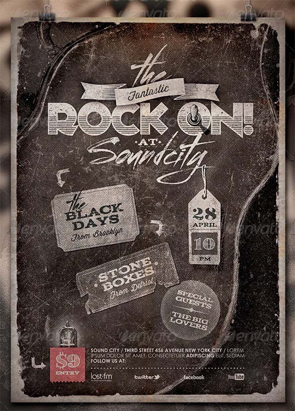 Rock On! Vintage Poster and Flyer Template