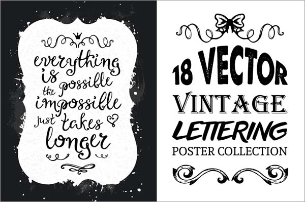 Vintage Lettering Poster Set