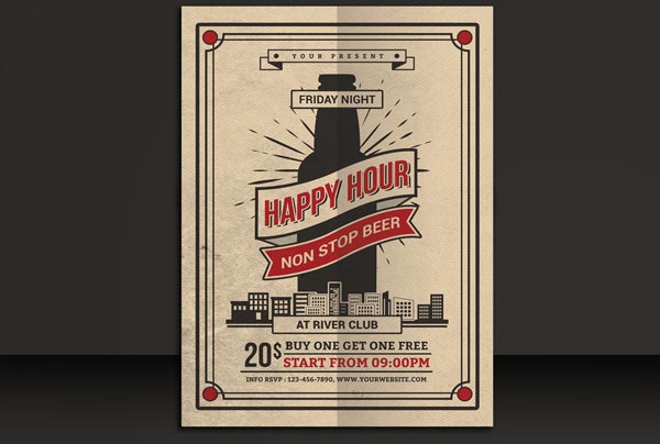 Beer Party Retro Flyer Template