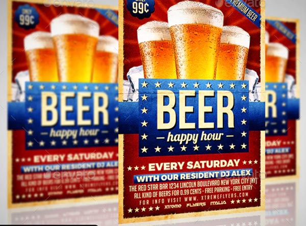 Happy Hour Beer Party Flyer Templates