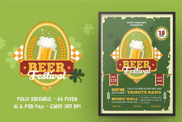 Modern Beer Party Flyer Template