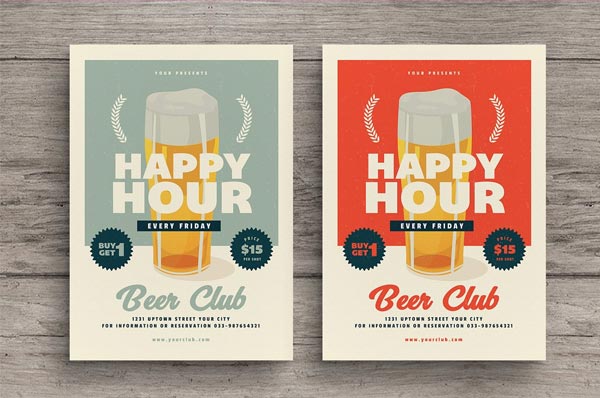 Retro Happy Hour Beer Flyer