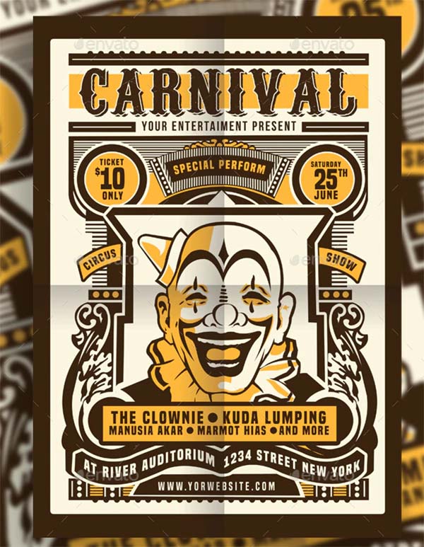 Vintage Circus Carnival Flyer & Poster Template
