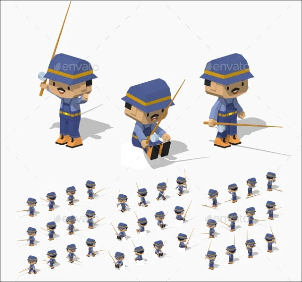 3D Low Poly Fisherman