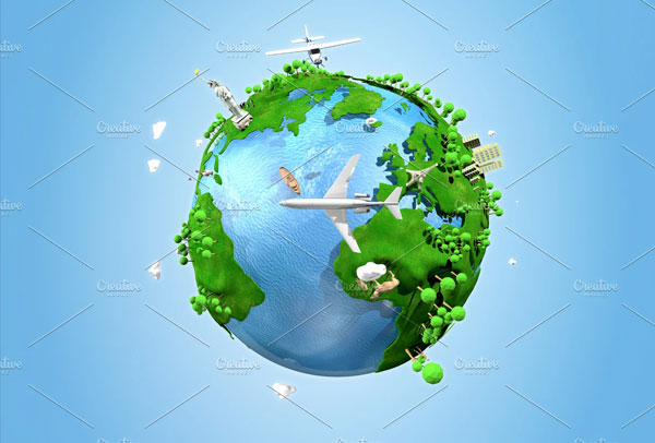 3D Low Poly Globe Earth