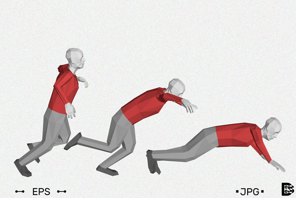 3D Low Poly Man Falling