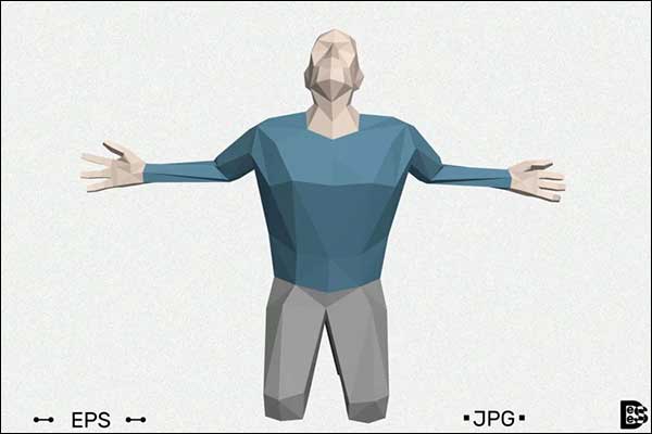 3D Low Poly Man Praying