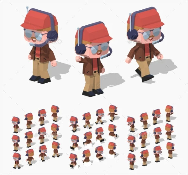 3d Low Poly Men Pilot