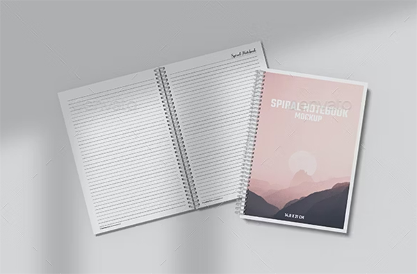 A5 Spiral Notebook Mockup PSD Template