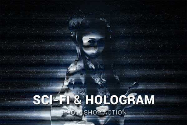 Abode Hologram Photoshop Action Templates