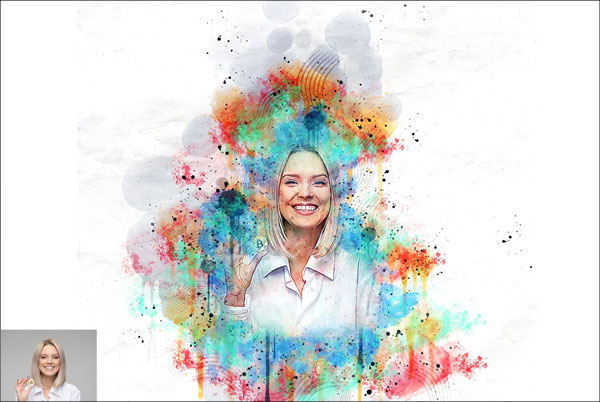 Abstract Watercolor Sketch Art PS Action