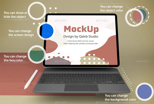 Abstract iPad Pro & Magic Keyboard Mockup