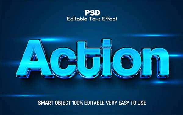 Action 3D Editable Text Effect style