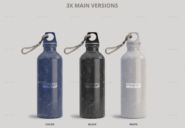 Aluminum Water Bottle Mockup