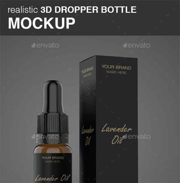 Amber Dropper Bottle Mockup