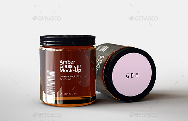Amber Glass Jar Mockup