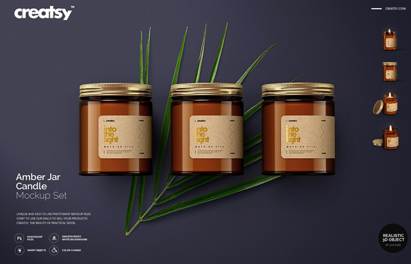 Amber Jar Candle Mockup Set