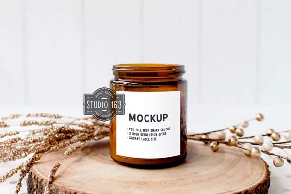 Amber Jar Candle Mockup