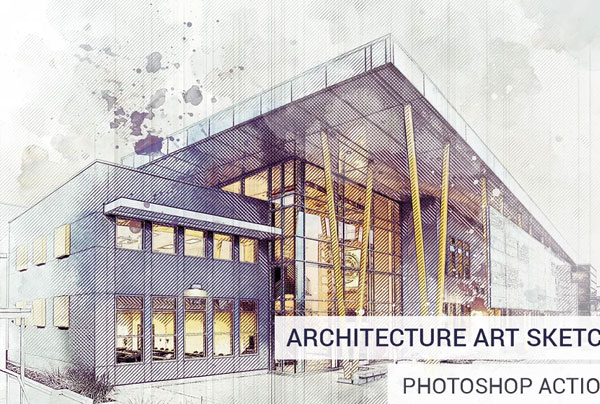 Architecture Outline Sketch Photoshop Action