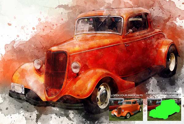 Artistic Watercolor Photoshop Actions Template