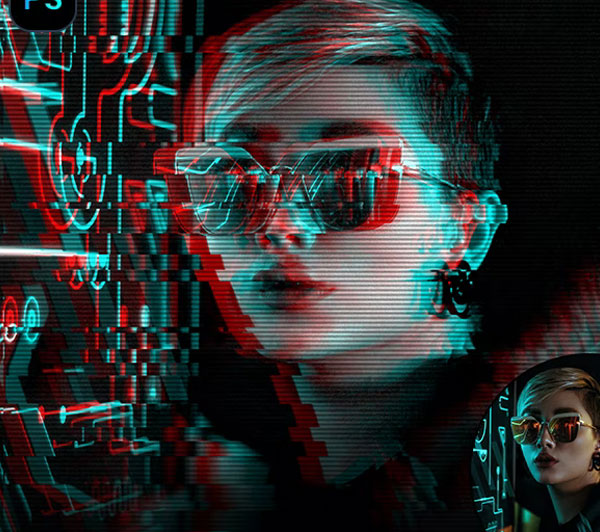 Artistic Glitch Action For Photoshop