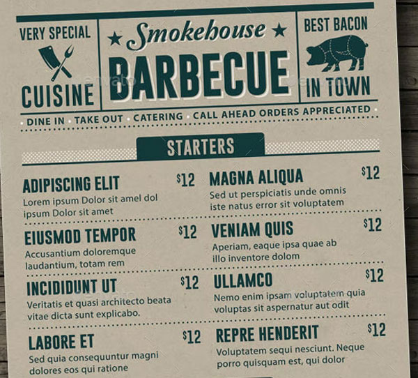BBQ House Menu Flyer Template