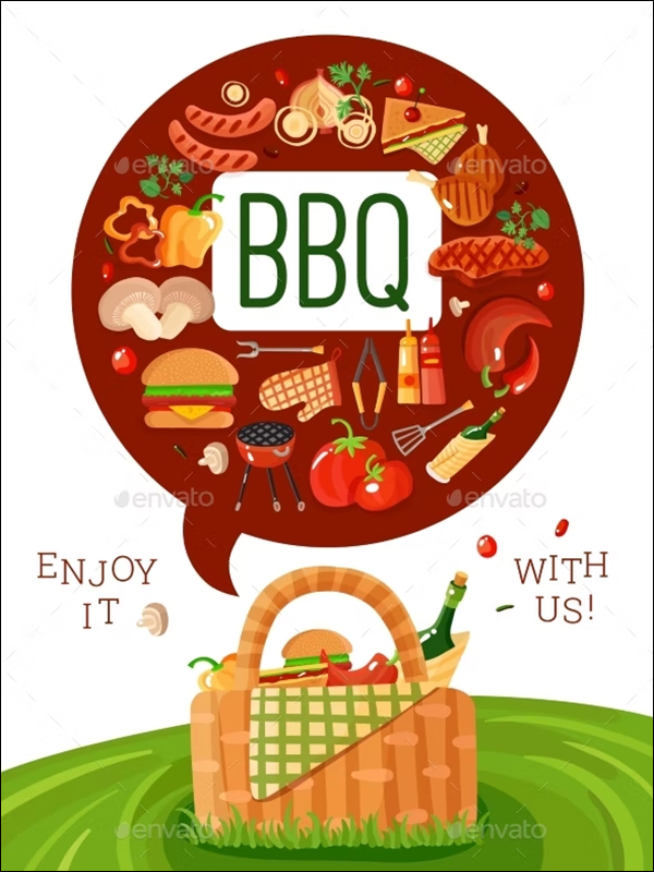 BBQ Picnic Flat Invitation and Poster
