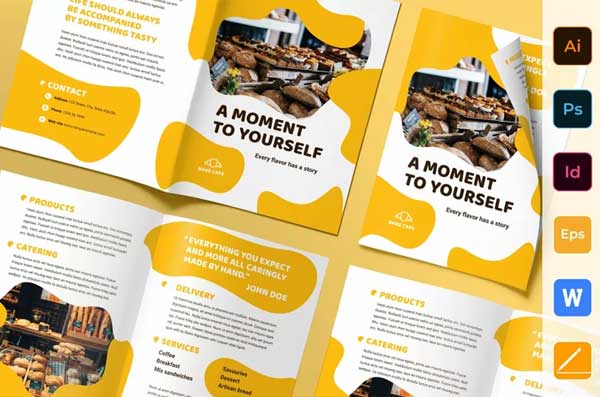 Bake Sale Cafe Brochure Bifold Template