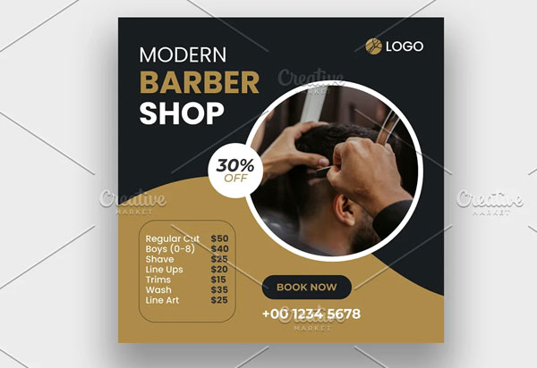 Barbershop Facebook Instagram Post