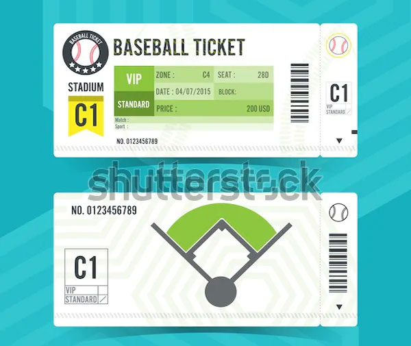 Baseball Ticket Card