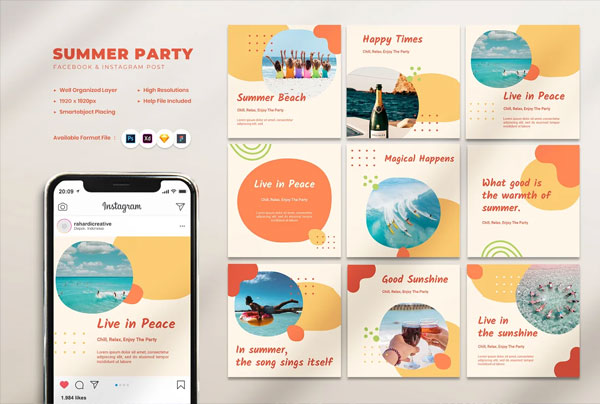 Beach Party Instagram Post
