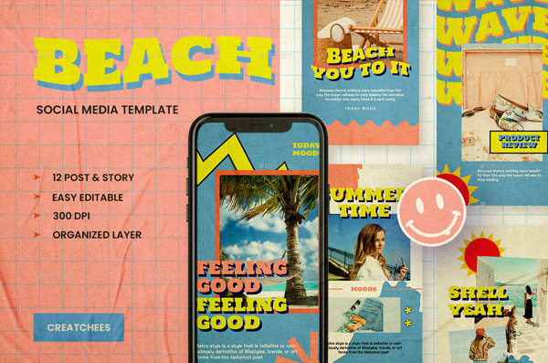 Beach Retro Instagram Banners