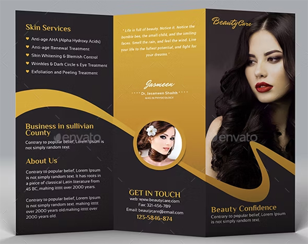 Beauty Spa Bifold Brochure Design Template