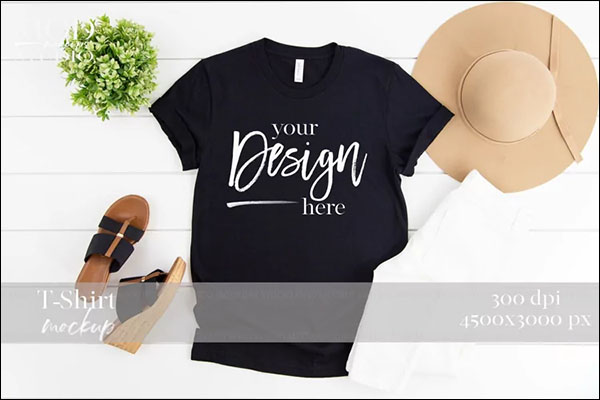 Bella and Canvas Black T-Shirt Mockup