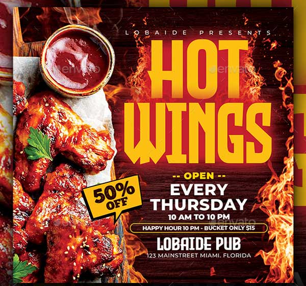 Best Hot Chicken Wings Flyer Template