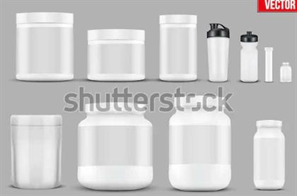 Big Set of Plastic Jars Mockup