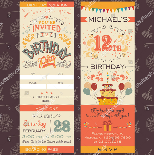 Vector Kids Birthday Party Invitation Template