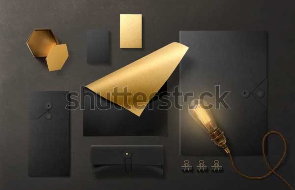 Black Branding Stationery Mockup Scene