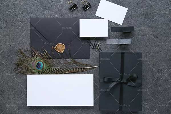 Black Corporate Stationery PSD Mockup