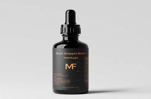 Square Plastic Black Dropper Bottle Mockup