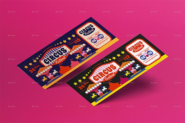 Black Flat Design Circus Festival Ticket