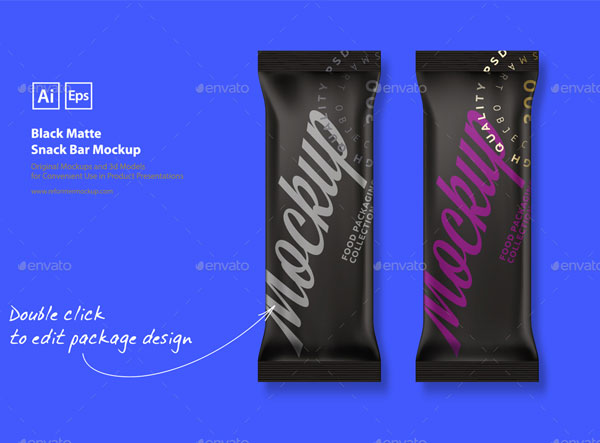 Black Matte Snack Bar Mockup